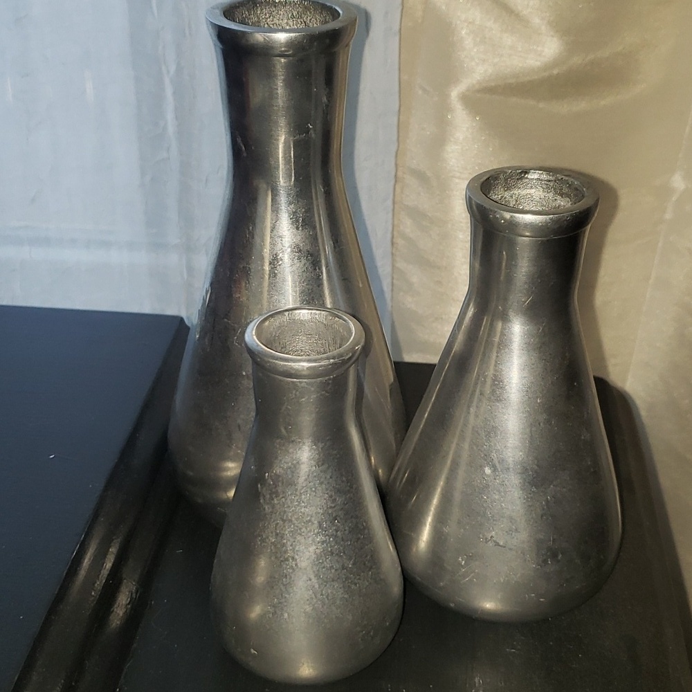 Vintage Natura By Two's Company Set of 3 Cast Metal Vases